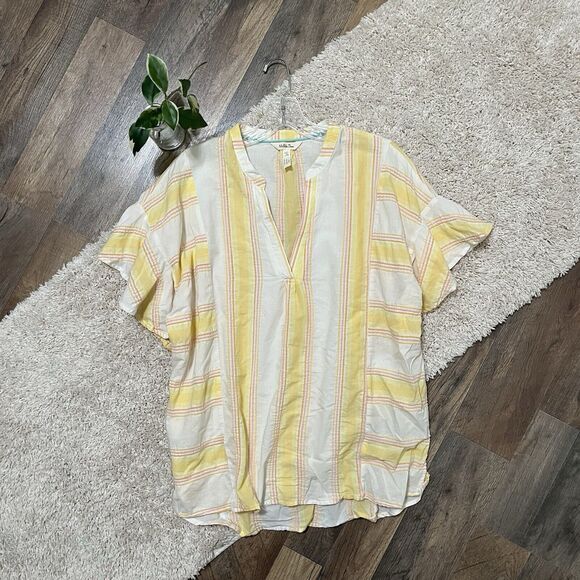 Matilda Jane Size Medium Oversized Pastel Striped Summer Picnic Ruffle Top - Picture 2 of 7
